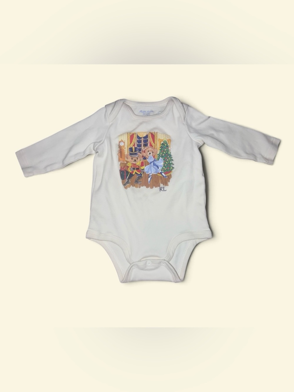 NWOT - 3 months Ralph Lauren White Holiday Nutcracker Baby One-Piece.